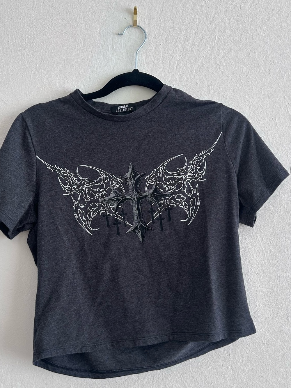 Hot Topic Social Collision Alt Graphic Crop Tee